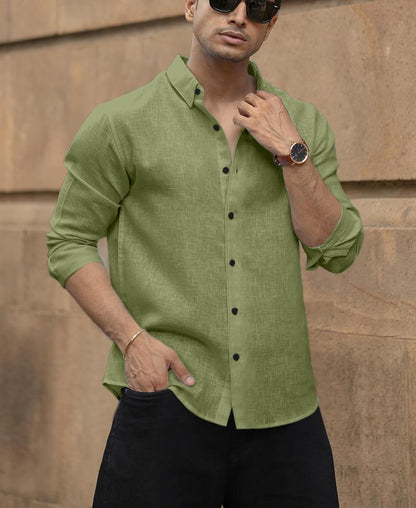 Men's Solid Linen Cotton Shirt | Casual | Plain
