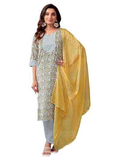Women's Cotton Blend Printed Straight Kurta Pant