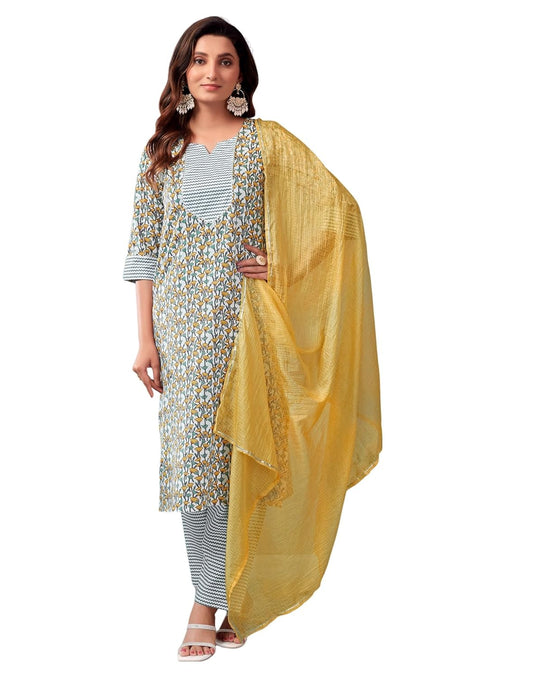 Women's Cotton Blend Printed Straight Kurta Pant