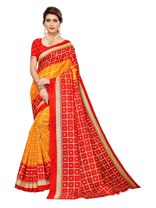 SIRIL Women'S Poly Silk Bandhani Saree With Blouse