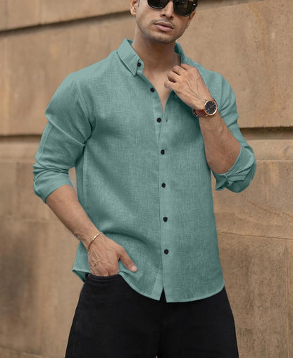 Men's Solid Linen Cotton Shirt | Casual | Plain