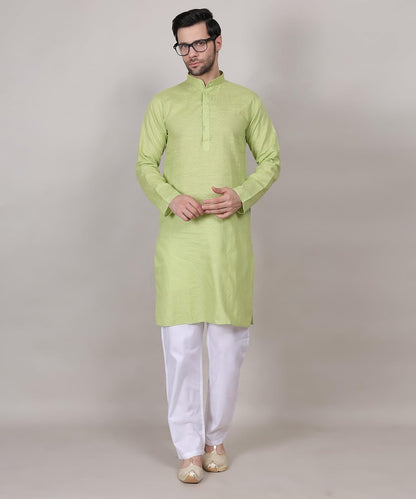 Men's Cotton Kurta, Mandarin Collar, Long Sleeve