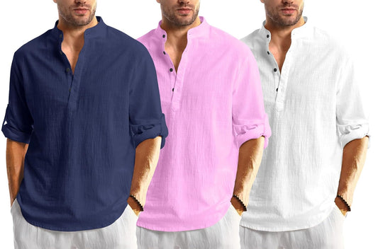 Men Solid Cotton Blend Straight Kurta Shirt Pack of 2