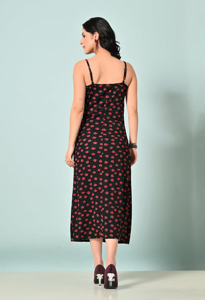 SAKSHI TRADER Women's Elegant Black Bodycon Midi Dress