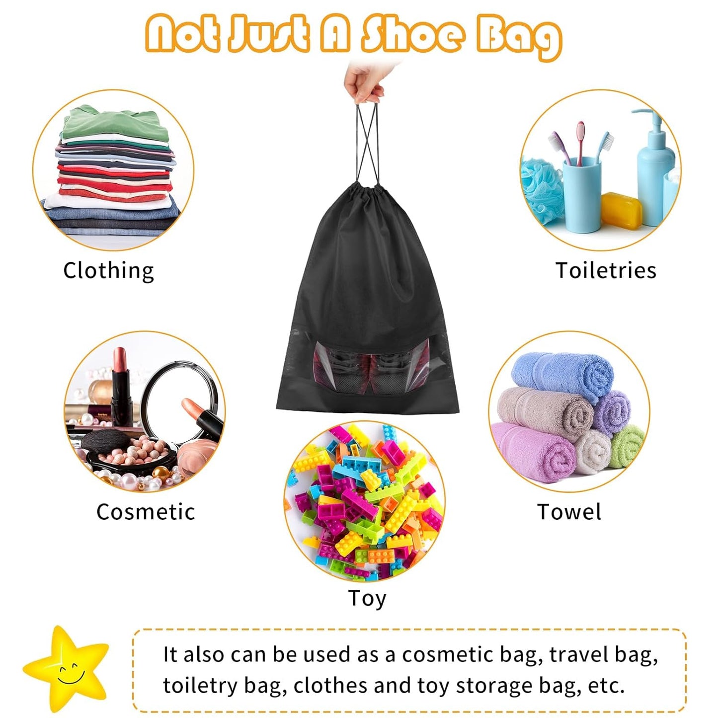 Shoe Bags for Travel, Drawstring Packing Bags, Dustproof