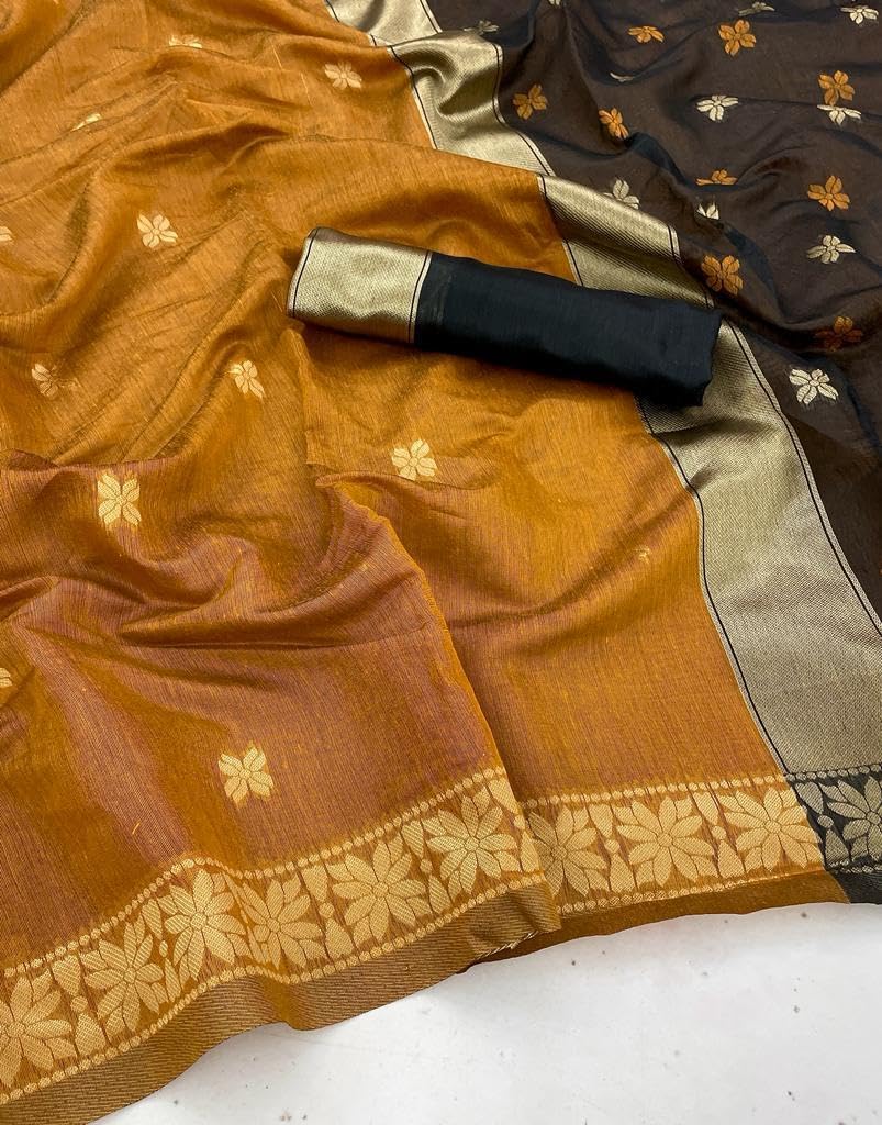 Women’s Printed Banarasi Cotton Silk Saree