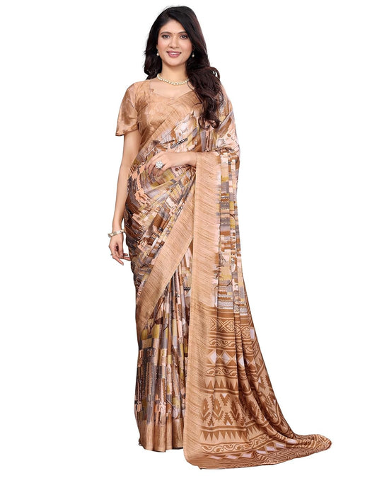 Silk Printed Saree With Blouse Material |saree for Women
