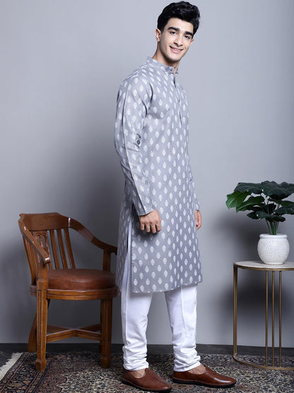 Jompers Men's Cotton Floral Printed Kurta