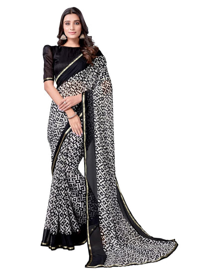 Women's Lace & Printed Chiffon Saree