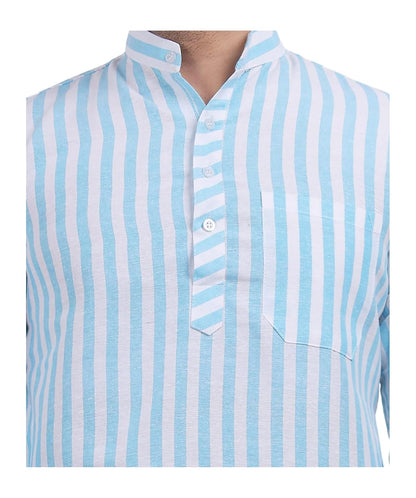A F COLLECTION STORE Men's Khadi Cotton Striped Casual Long Kurta | Long Sleeves for Men | Regular Fit Cotton Stripedd Long Kurta
