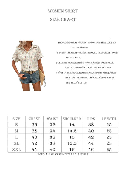 Gufrina Women’s Short Sleeve Button Down Shirt with Abstract Brushstroke Print in Beige and Multicolor - Lightweight Casual Summer Top for Relaxed Fit