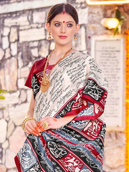 Women's Bhagalpuri Silk Ethnic Motif Printed Saree