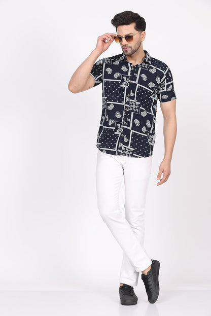 CVC Men's Regular Fit Half Sleeve Printed Shirt