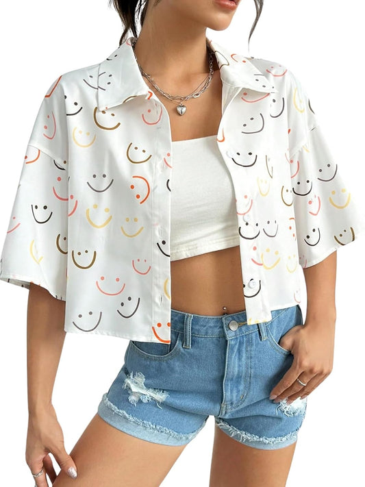 Leriya Fashion Oversized Shirt for Women – Korean Casual Short Sleeve Loose Fit Top | Plus Size Summer Wear for Girls & Women