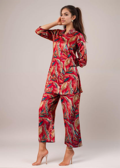 SHIENZY Stylish Printed Cotton Blend Co Ord Set