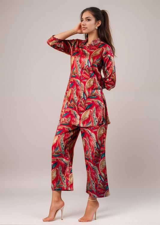 SHIENZY Stylish Printed Cotton Blend Co Ord Set