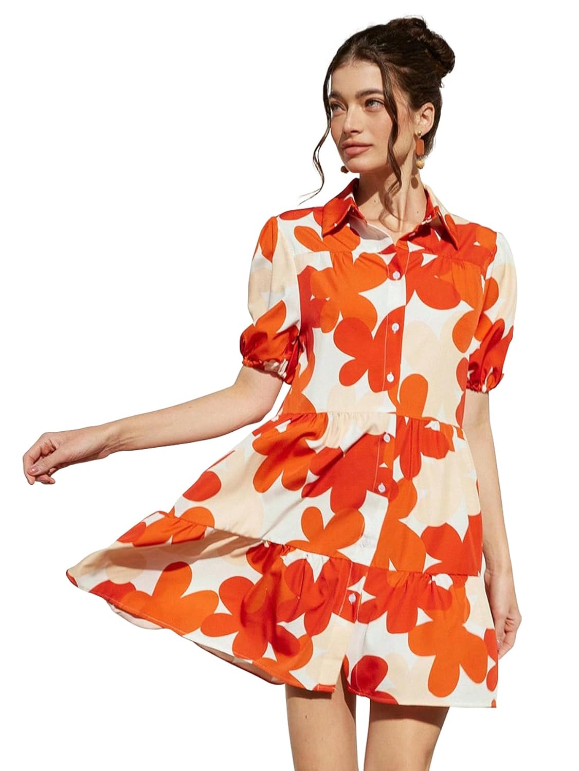 Shasmi Women's Green Flower Print Short Sleeve