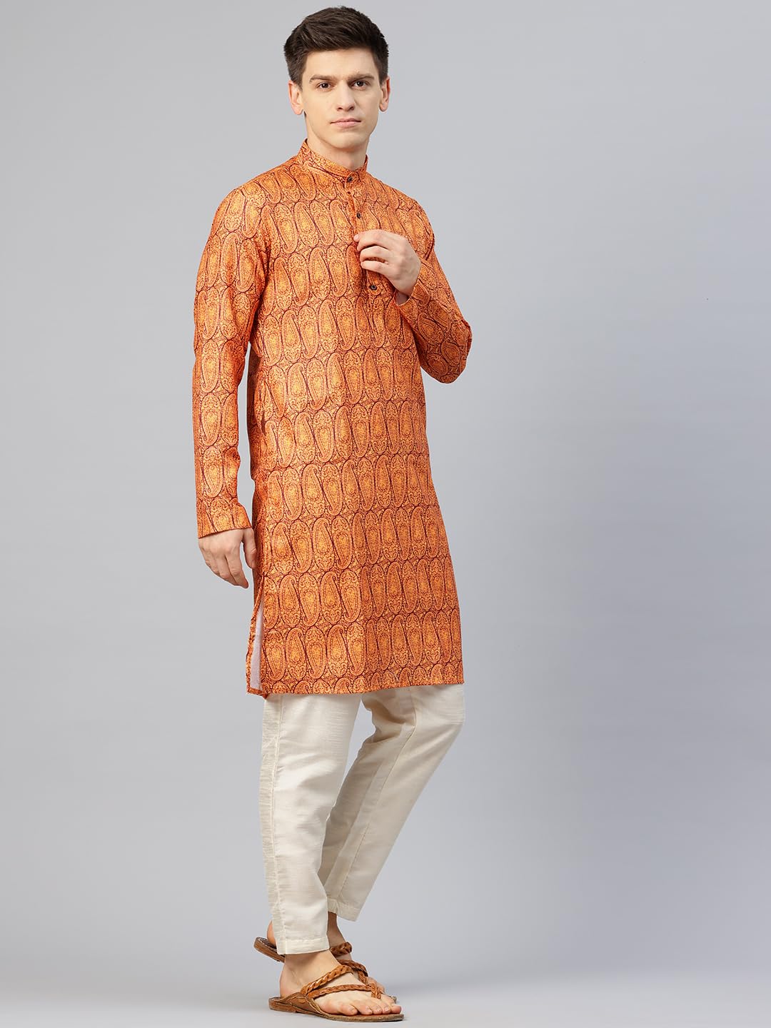 Luxrio Printed Kurta for Men Cotton Blend Linen Abstract