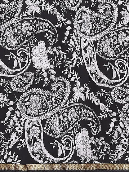 Women's Lace & Printed Chiffon Saree