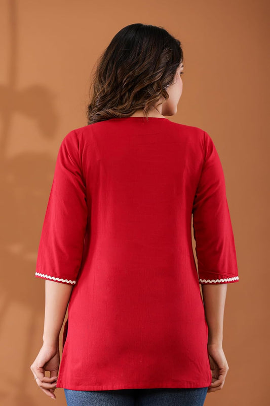 Women's Solid Short Cotton Kurta/Kurtis and top