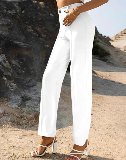 Linoges Women's High Waist Bell Bottom Trouser