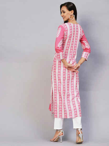 GoSriKi Women's Rayon Printed Straight Kurta