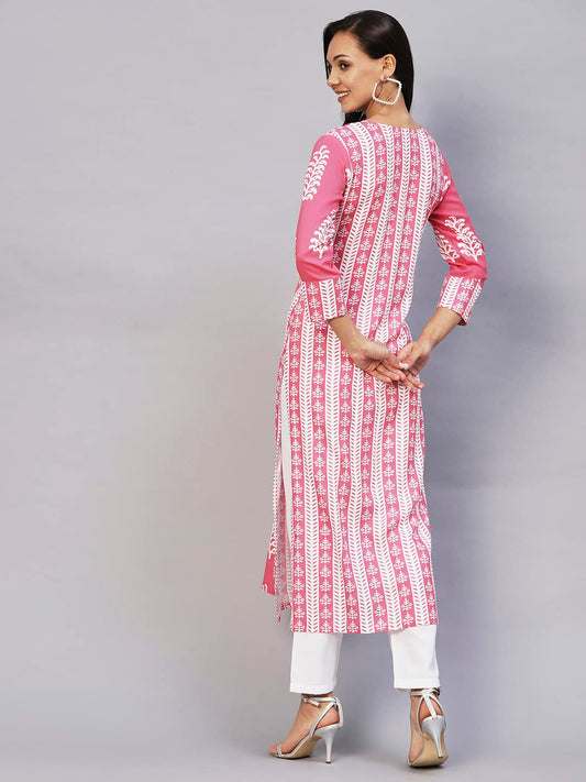 GoSriKi Women's Rayon Printed Straight Kurta