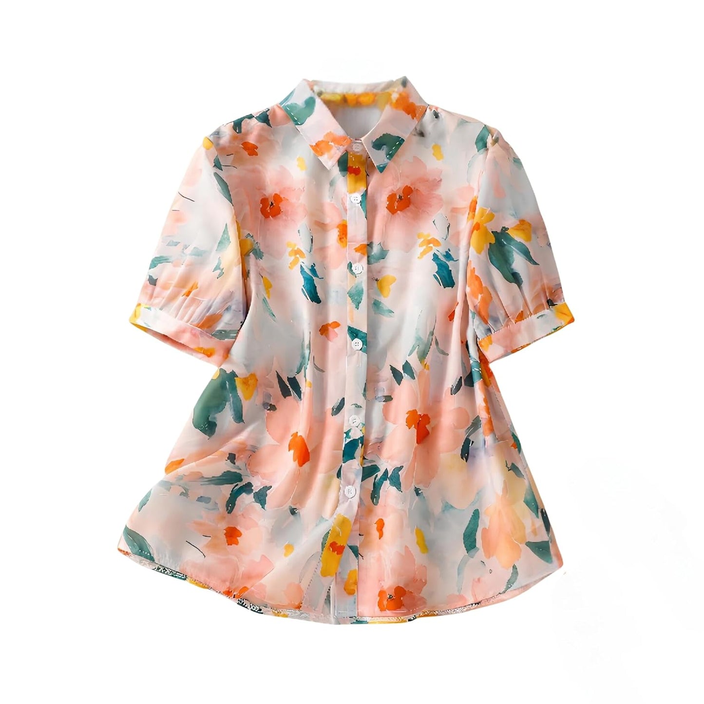Gufrina Women Mustard Multicolor Floral Print Button