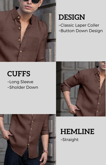 RAIZAX Men Linen Cotton Full Sleeve Shirt for Man