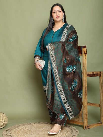 Royal Export Women's Floral Printed Beige Cotton Blend