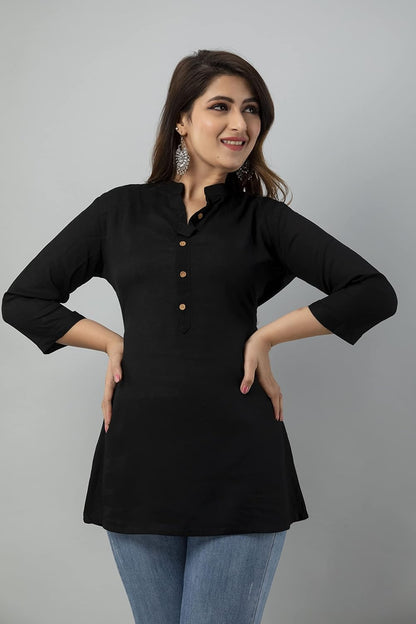 Kyraa Women Solid Tunic Top - Jeans Top