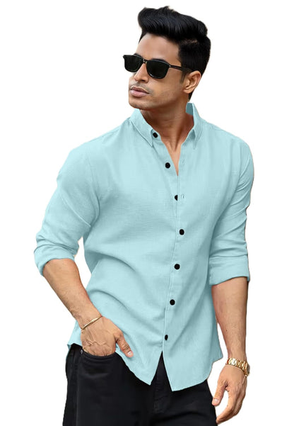 RAIZAX Men Linen Cotton Full Sleeve Shirt for Man