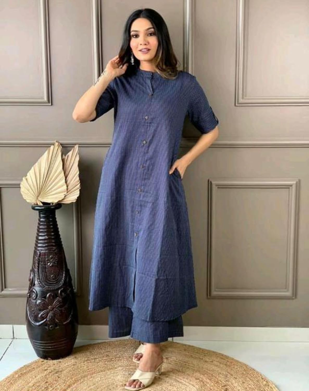 kantha cotton kurta plazzo for women's kurti pant set