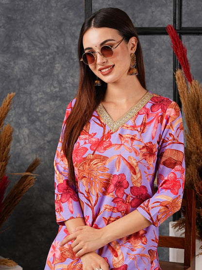 DESIGNER Women's Rayon Blend Kurta with Palazzo