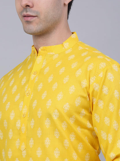 Jompers Men's Cotton Floral Printed Kurta