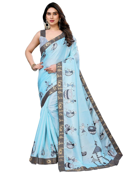 Yashika Women's Printed Kalamkari Art Silk Saree