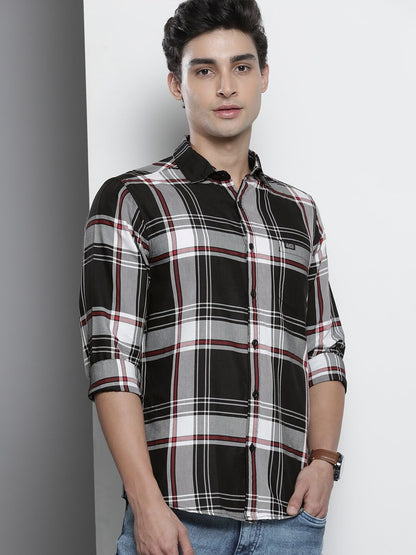The Indian Garage Co Men's Cotton Slim Fit Checkered