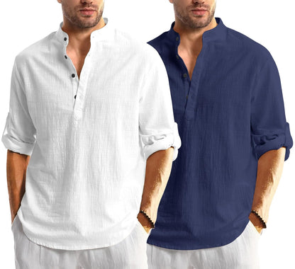 Men Solid Cotton Blend Straight Kurta Shirt Pack of 2