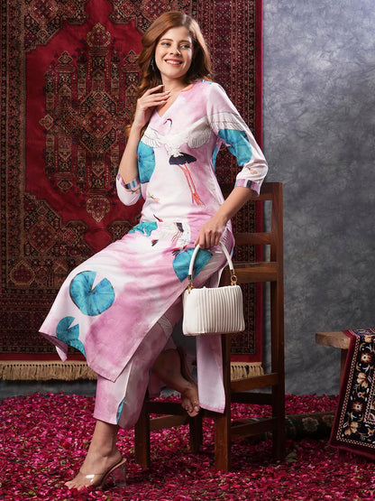 GoSriKi Women's Cotton Blend Kurta & Palazzo