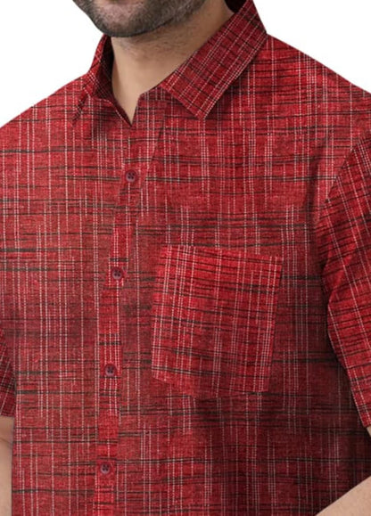 Men's Cotton Khadi Shirt, Half Sleeve, Front Pocket