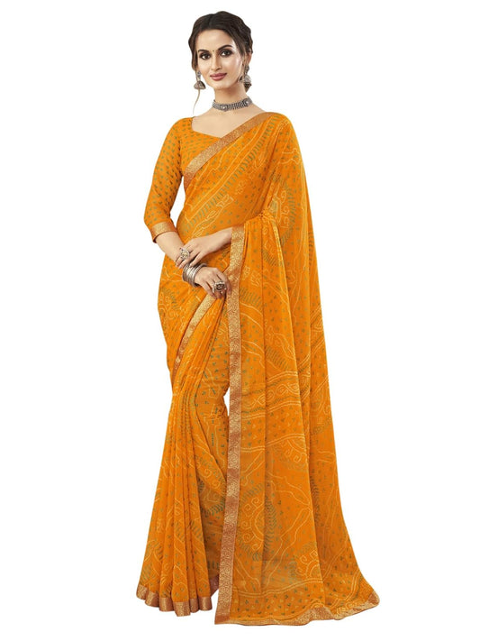 SIRIL Women's Bandhani Printed Saree with Blouse