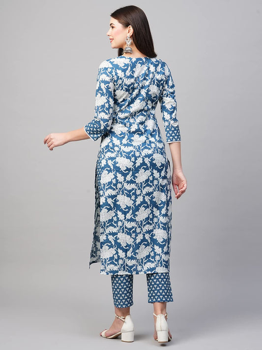 ANNI DESIGNER Women'S Cotton Blend Kurta With Pant