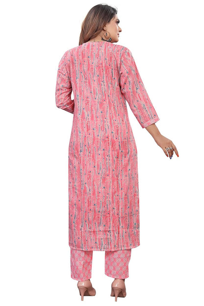 Rajnandini Women's Light Pink PC Cotton Jaipuri Printed