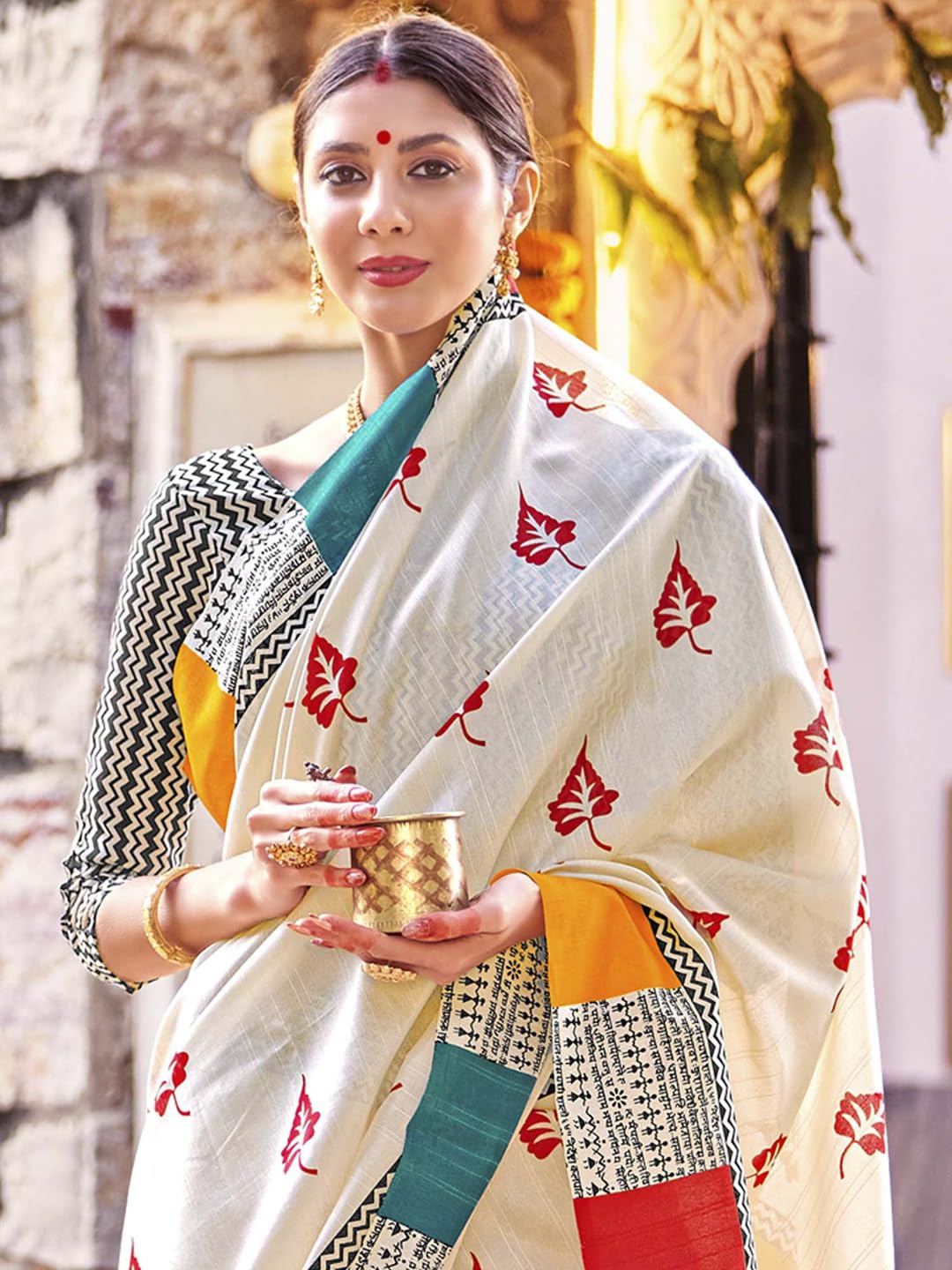 Women's Bhagalpuri Silk Ethnic Motif Printed Saree