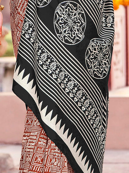 Women's Bhagalpuri Silk Ethnic Motif Printed Saree