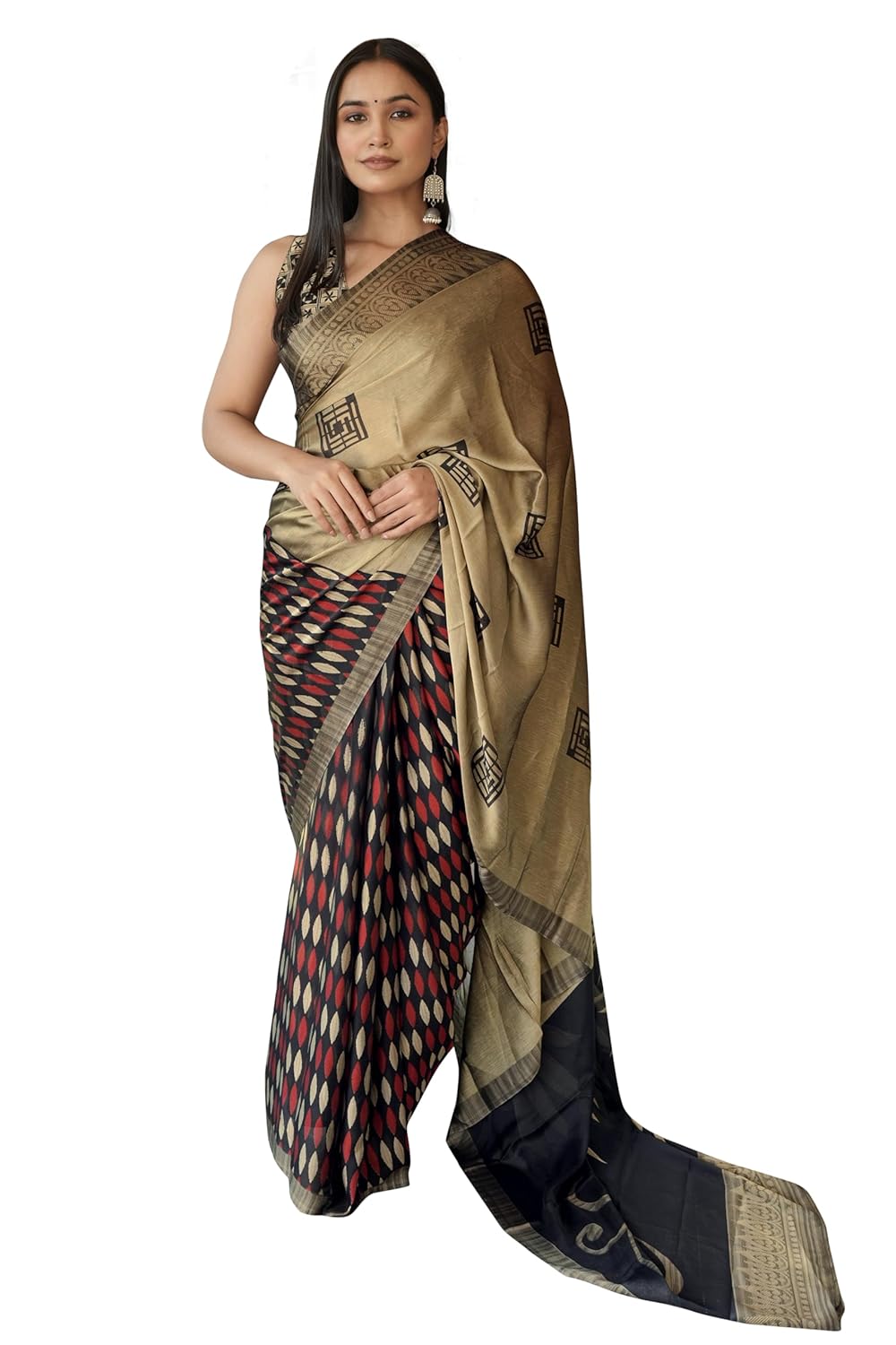 FASHION Women's  Floral Printed Saree with Blouse Piece
