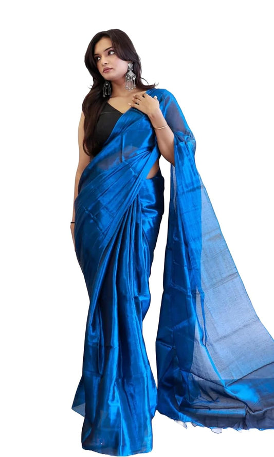 Rainbow Clothing,Womens Soft Tissue Silk Solid Saree