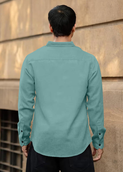 RAIZAX Men Linen Cotton Full Sleeve Shirt for Man