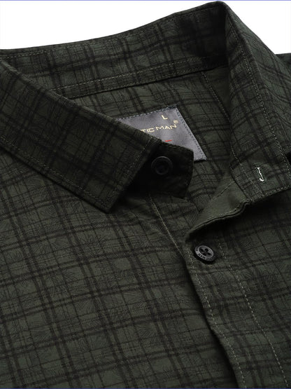 Majestic Man Cotton Checkered Slim Fit Casual Shirt