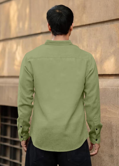 RAIZAX Men Linen Cotton Full Sleeve Shirt for Man